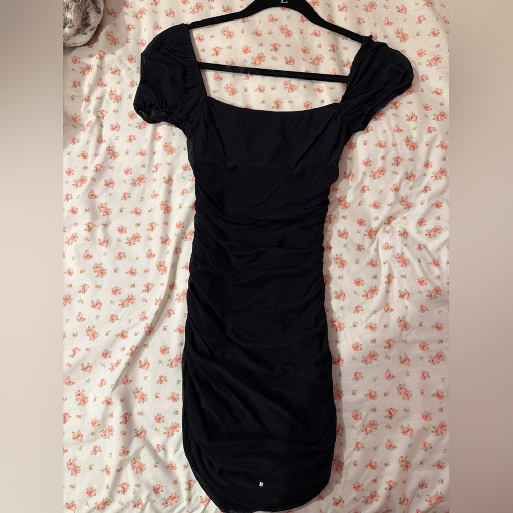 princess polly Black ruched mini dress